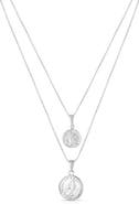SPHERA MILANO Set of 2 Rhodium Plated Sterling Silver Coin Pendant Necklaces