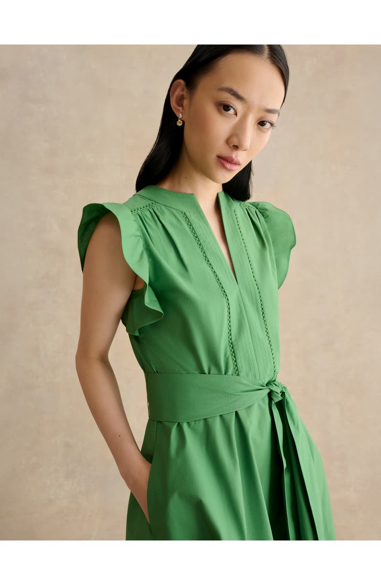HOBBS LONDON Vanessa Ruffle Sleeve Midi Dress, Alternate, color, Applegreen