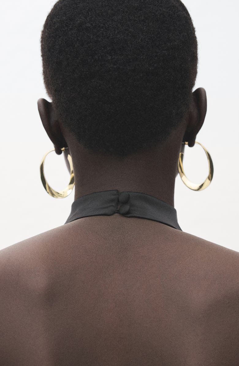 MANGO Drape Halter Neck Satin Top, Alternate, color,