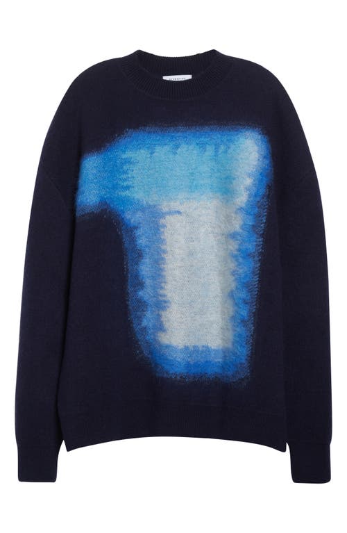 Givenchy Abstract Pattern Crewneck Sweater With Ribbed Finish In Blue