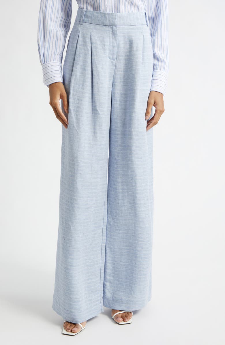 Ramy Brook Oscar Wide Leg Linen Blend Pants, Main, color, Bazaar Blue Linen