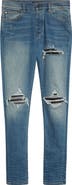 AMIRI MX1 Leather Patch Ripped Skinny Jeans