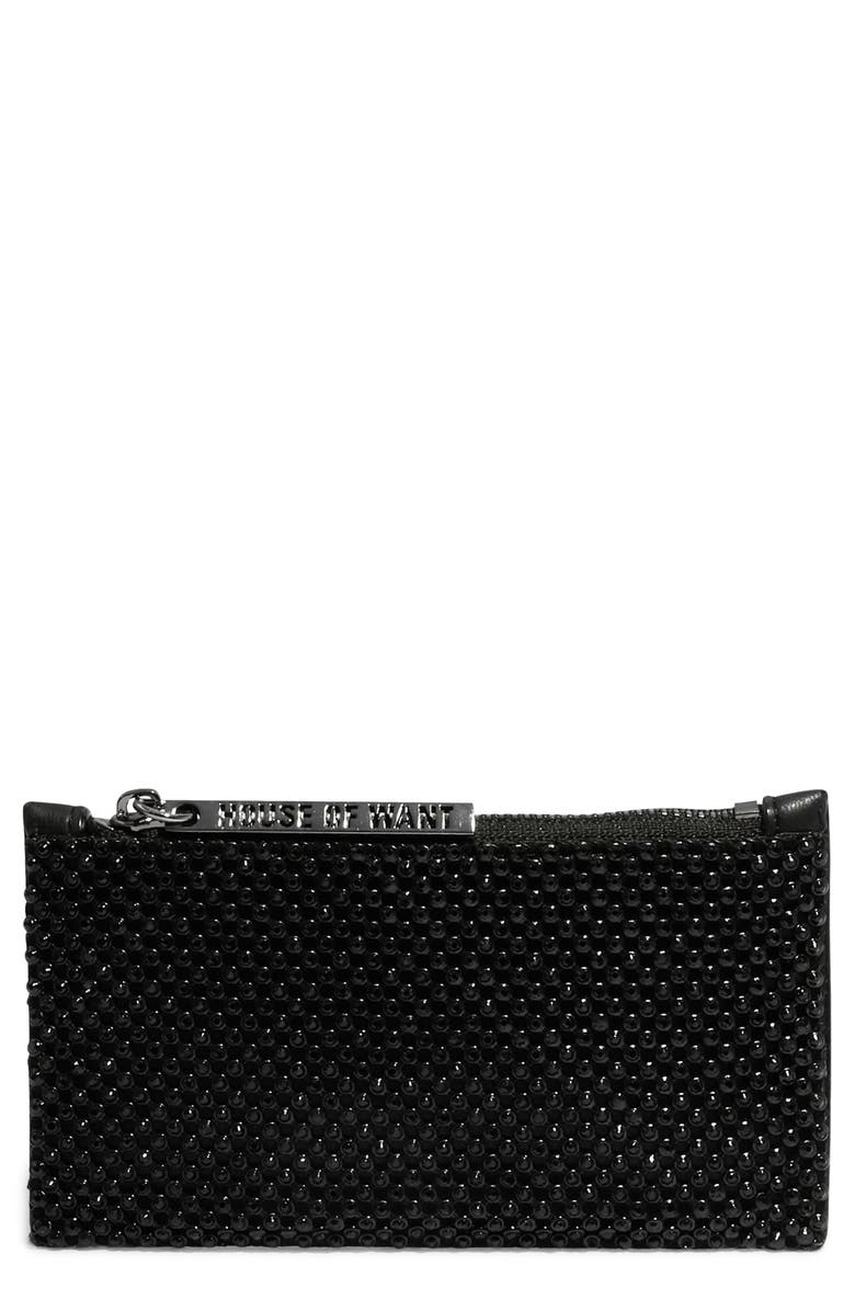 HOUSE OF WANT H.O.W. We Swipe Beaded Vegan Leather Card Case, Main, color, 