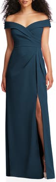 After Six Off the Shoulder Crepe Gown