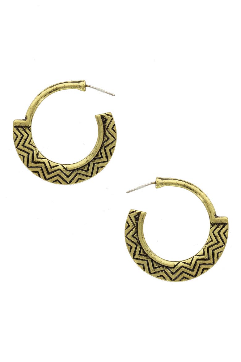 Cecile Hoop Earrings, Main, color, OXIDIZED BRASS