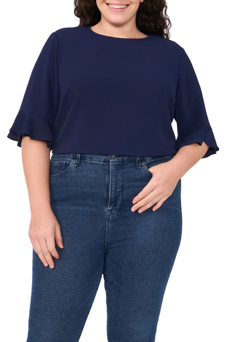 Ruffle Cuff Top, Main, color, CLASSIC NAVY