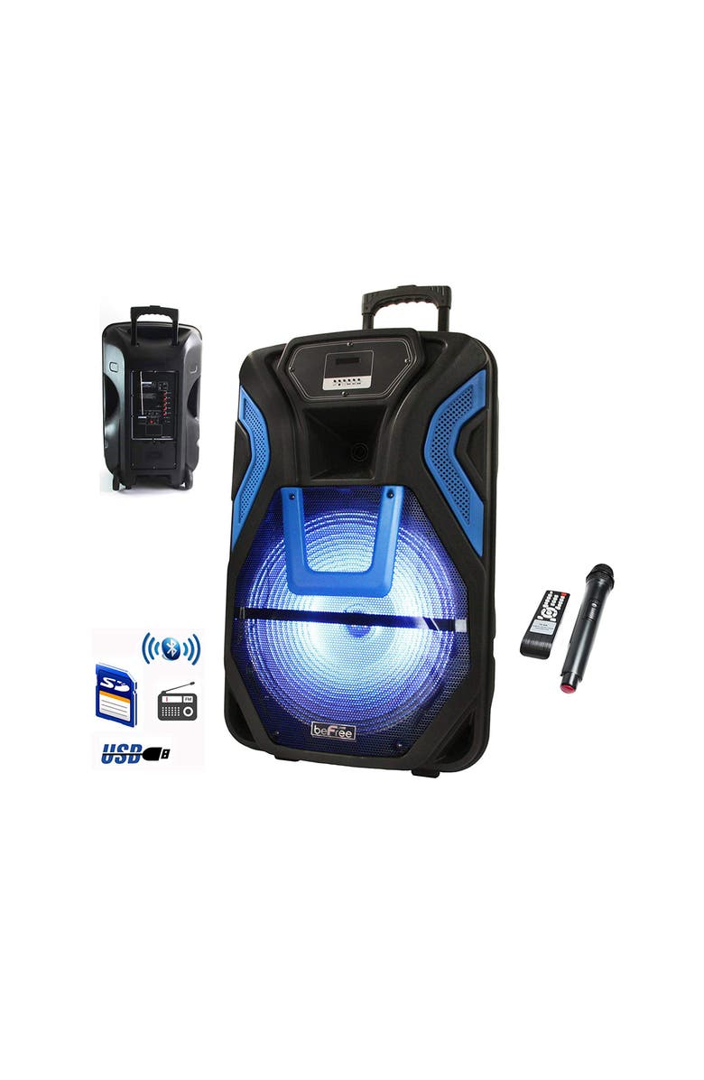 Befree Sound 15in Rechargeable Bluetooth Portable Party PA Speaker System, Main, color, Blue