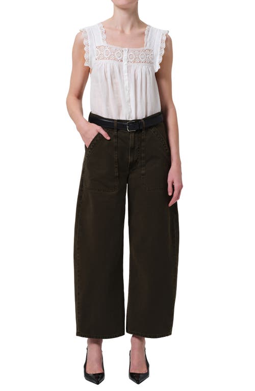 Citizens Of Humanity Ayla High Waist Crop Wide Leg Twill Utility Pants In Black