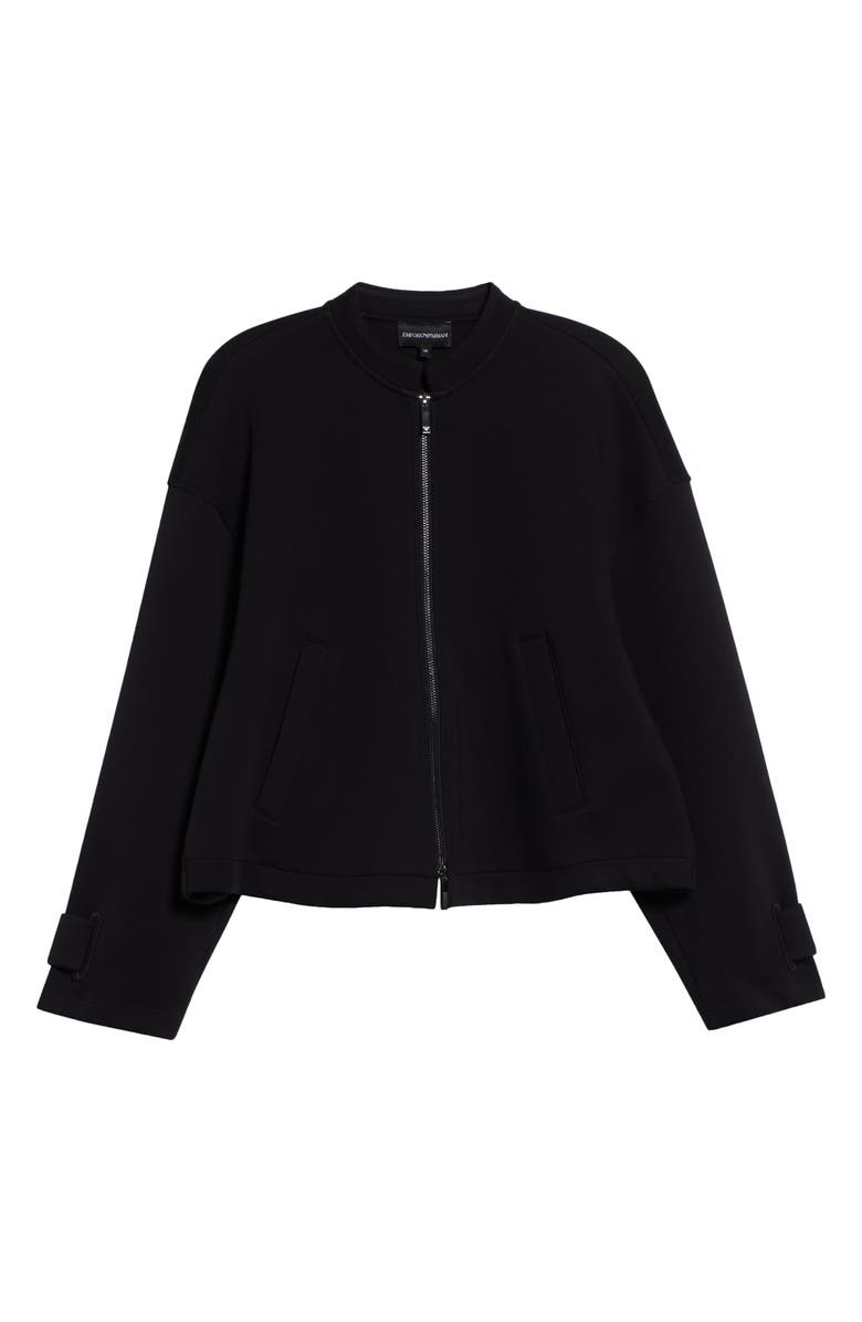 Giorgio Armani Jersey Bomber Jacket, Alternate, color, Solid Black