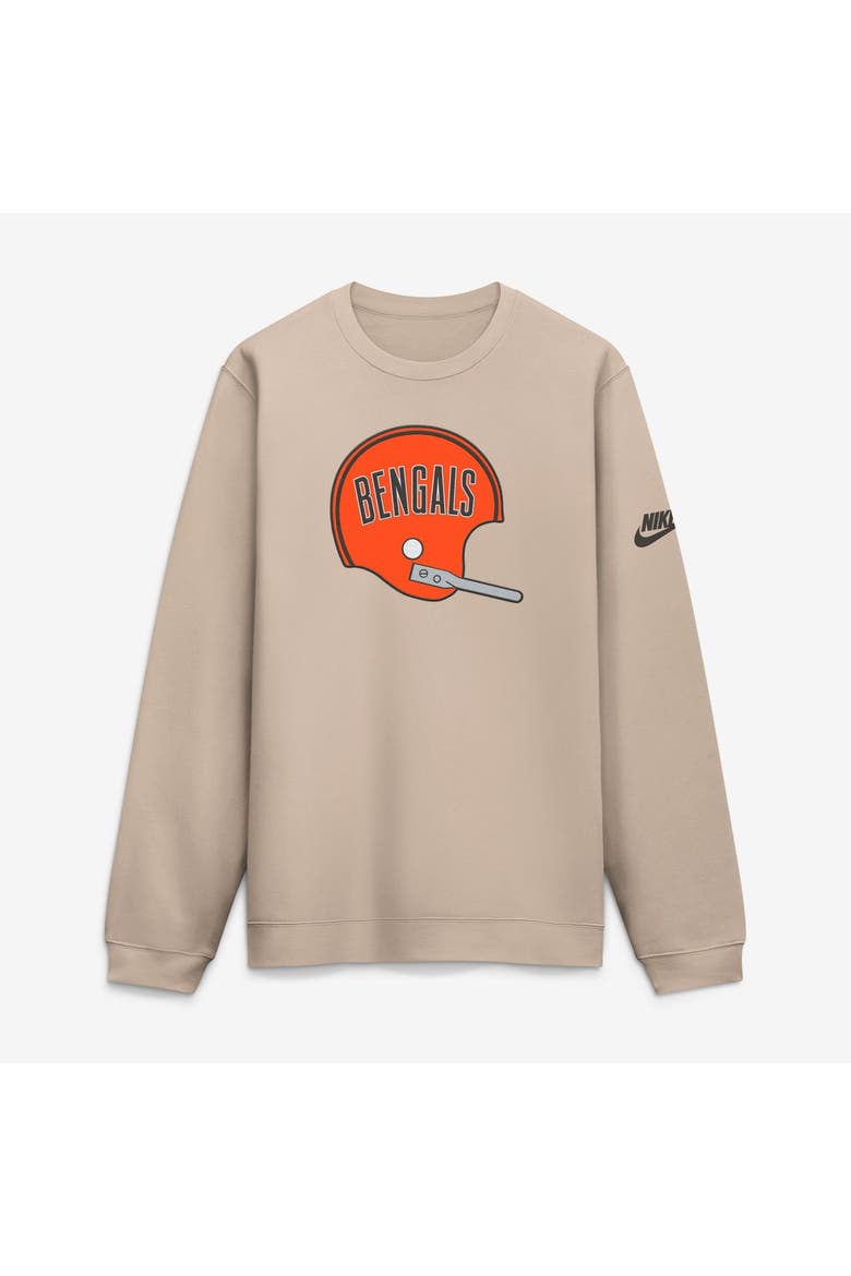 Men's Nike Sand Cincinnati Bengals I-Formation Rewind Club Crew Sweatshirt, Main, color, Sand