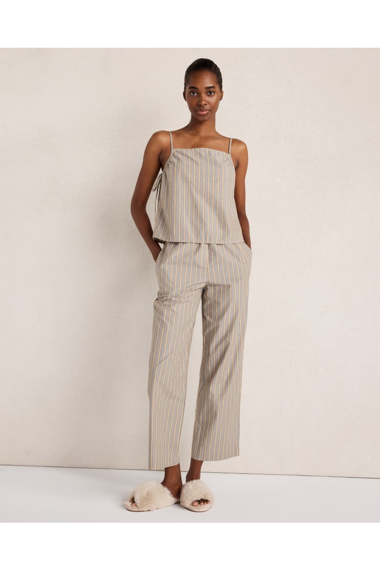 Organic Cotton Poplin Striped Pants, Main, color, Stripe Cappuccino Multi