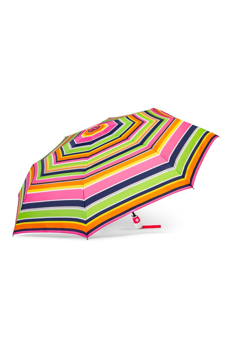 Stripe Auto Open Compact Umbrella, Main, color, PINK STRIPE