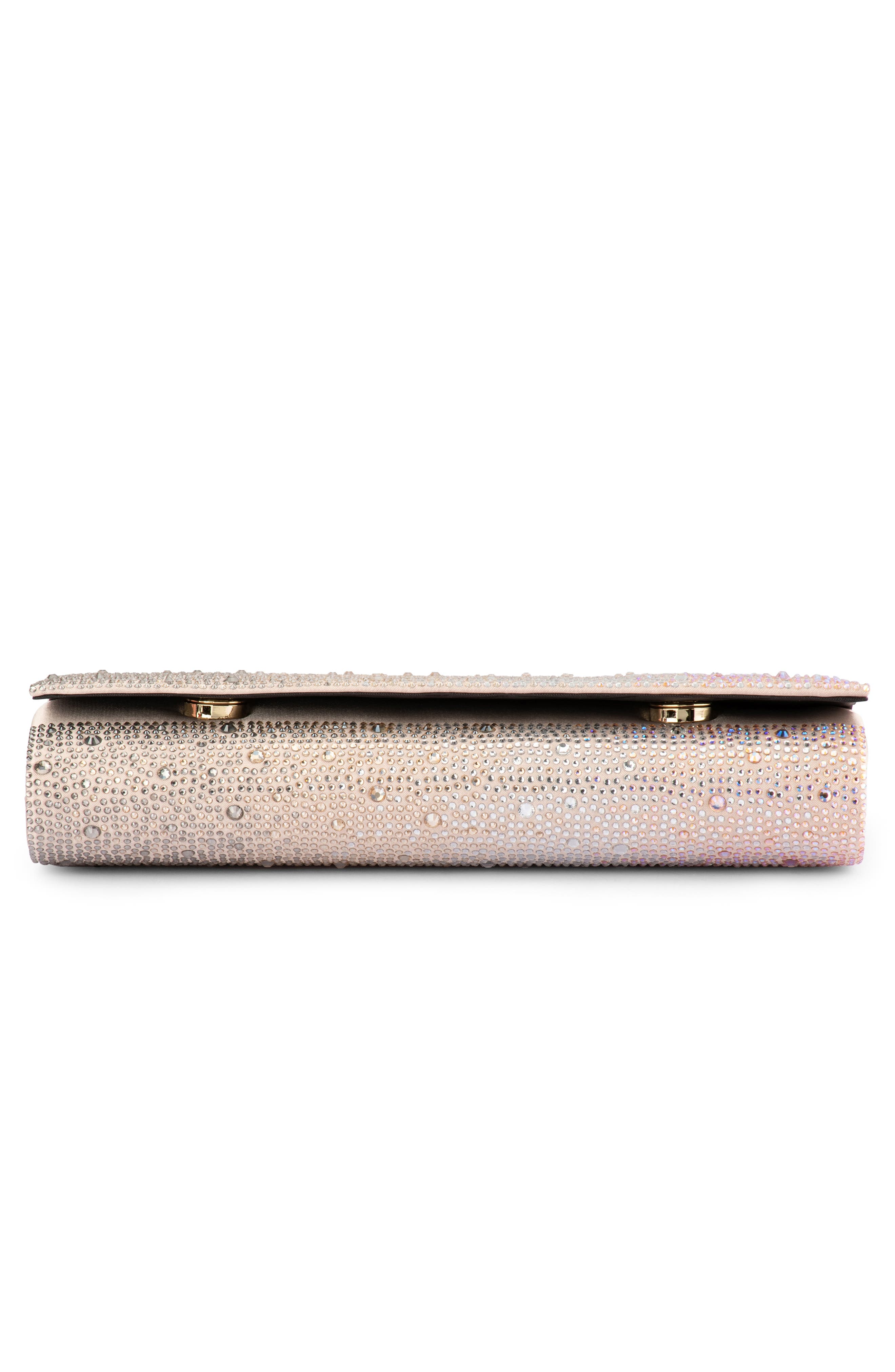 Olga Berg Camille Ombré Hot Fix Crystal Clutch, Alternate, color, Blush