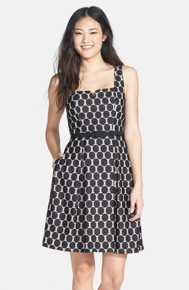 Trina Turk 'Kristen' Belted Fit & Flare Dress, Main, color, 