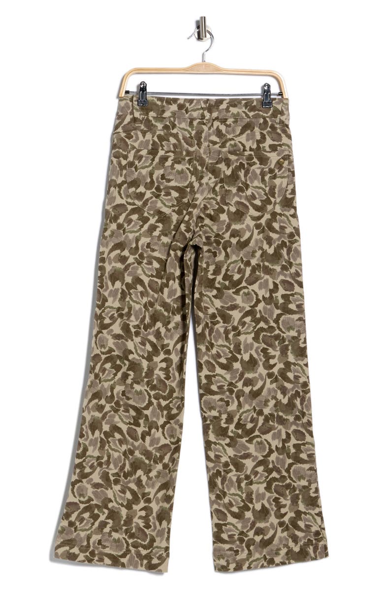 Democracy Print Wide Leg Pants, Alternate, color, Forest Moss/ Light Khaki