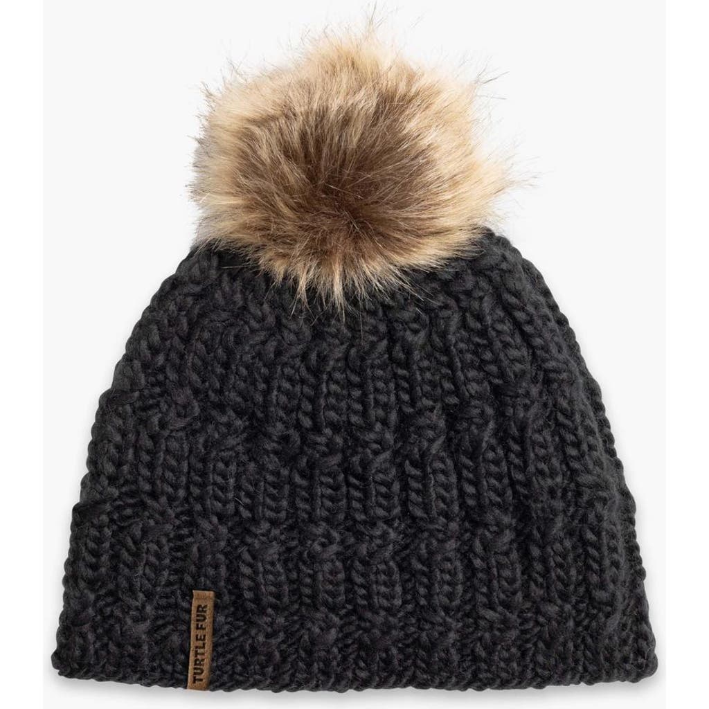 Turtle Fur Fifi Wool Pom Beanie In Black