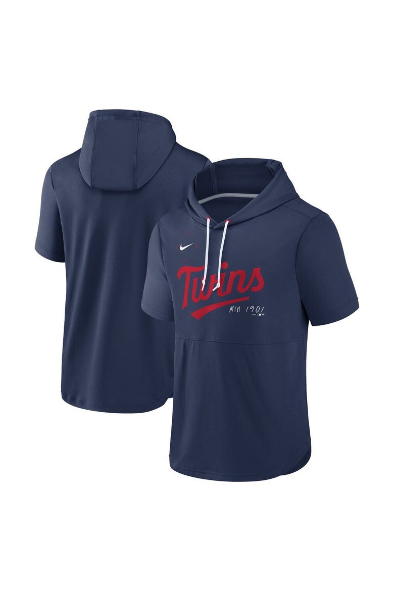 Men's Nike Navy Minnesota Twins Springer Short Sleeve Team Pullover Hoodie, Main, color, Navy