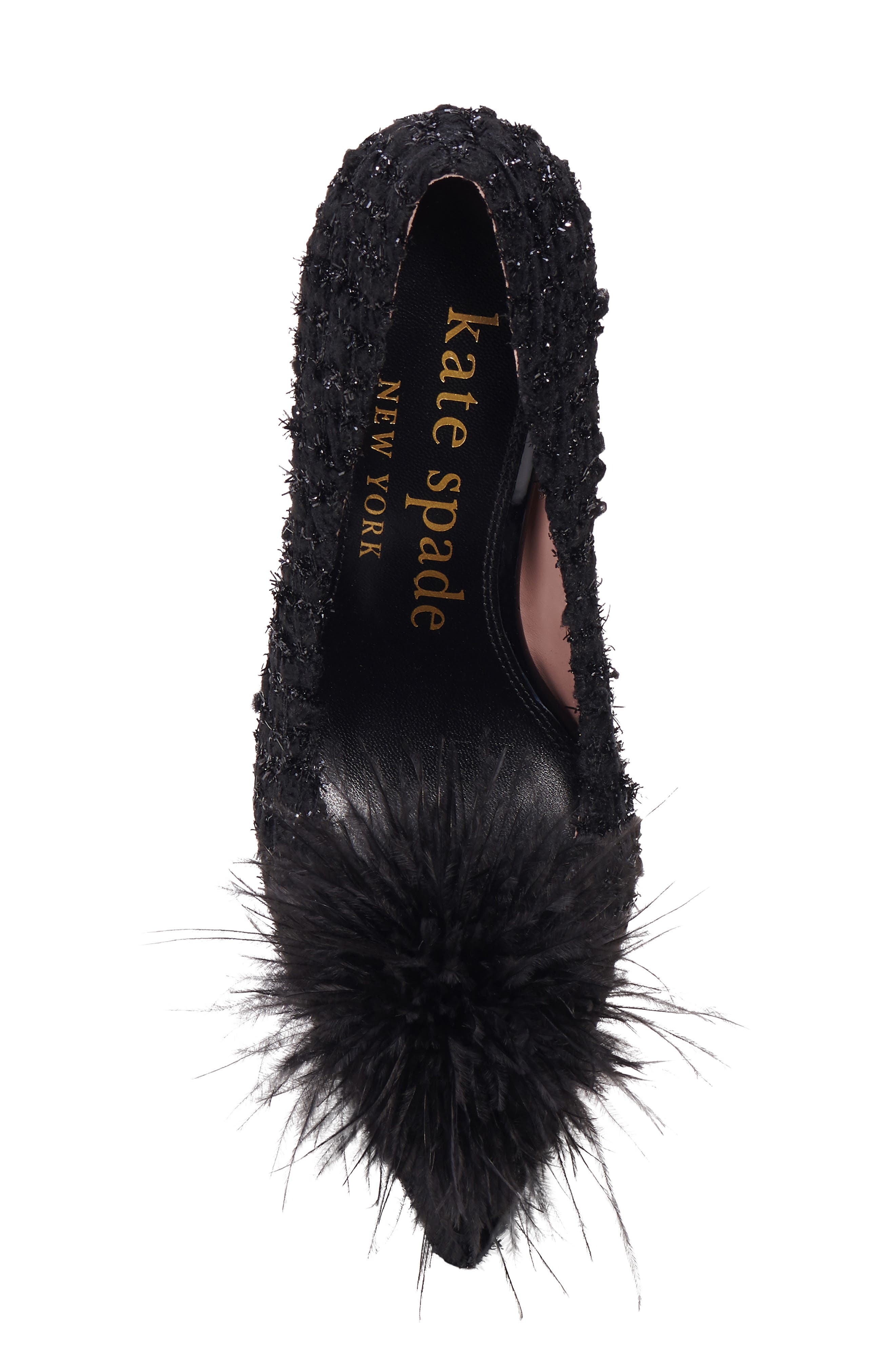 Kate Spade New York marabou pointed toe pump, Alternate, color, 