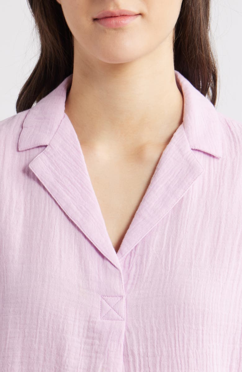 beachlunchlounge London Cotton Gauze Popover Top, Alternate, color, Lilac Pink
