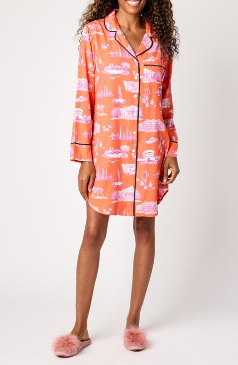 New York Toile Cotton Blend Sleep Shirt
