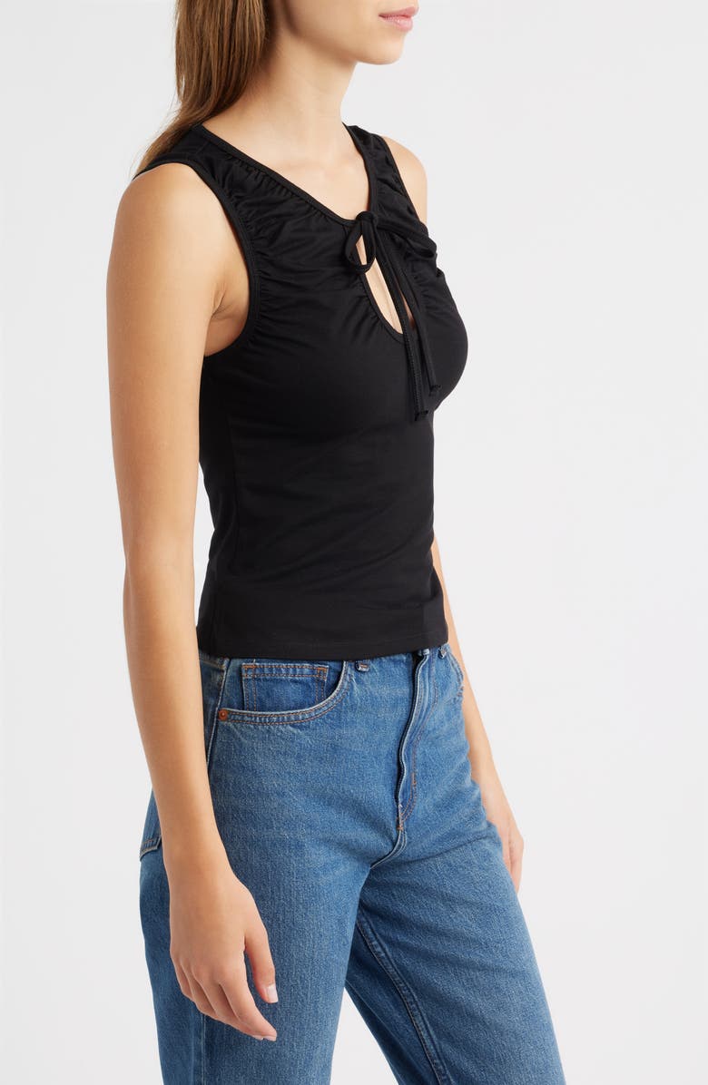 Reformation Bella Keyhole Neck Knit Top, Alternate, color, Black