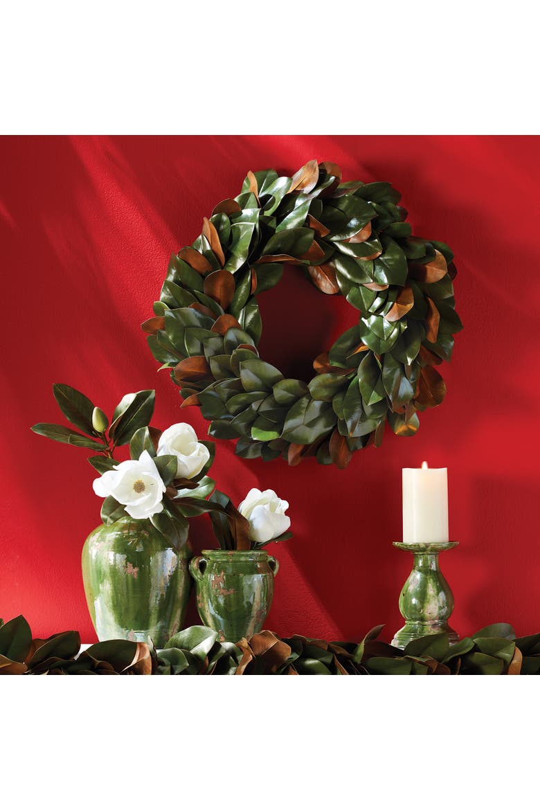 Grand Magnolia Leaf Wreath 24", Alternate, color, Green