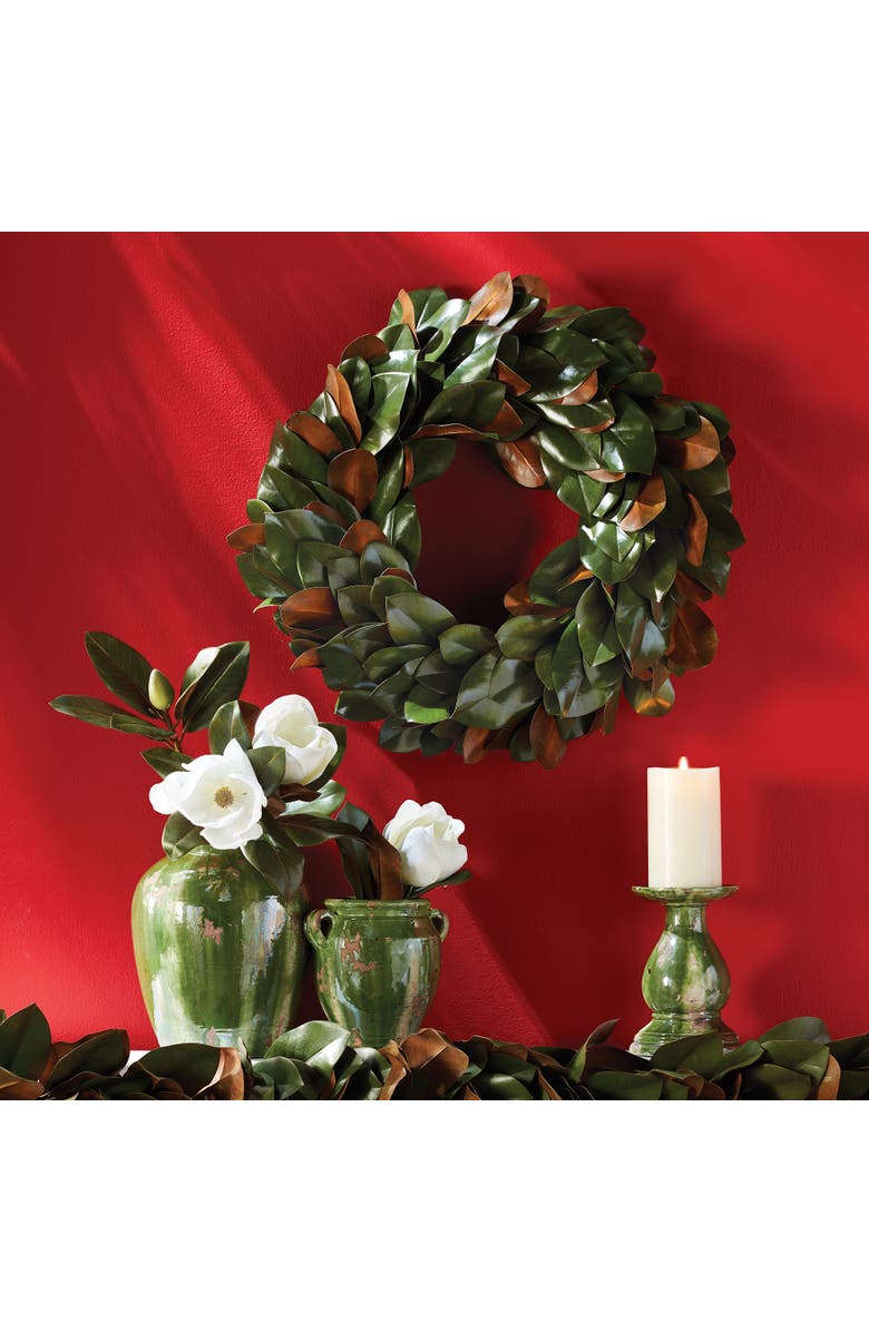 Napa Home & Garden Grand Magnolia Leaf Wreath 24", Alternate, color, Green