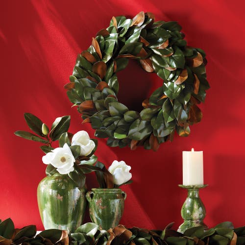 Napa Home & Garden Magnolia Leaf 24in Wreath In Green