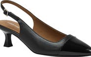 Lands' End Leather Slingback Cap Toe Kitten Heels