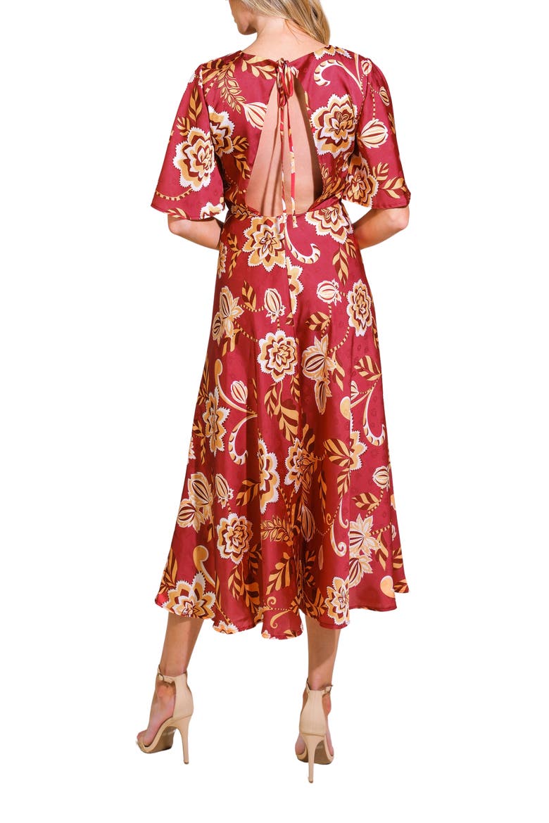 Print Midi Dress, Alternate, color, RED BURGUNDY