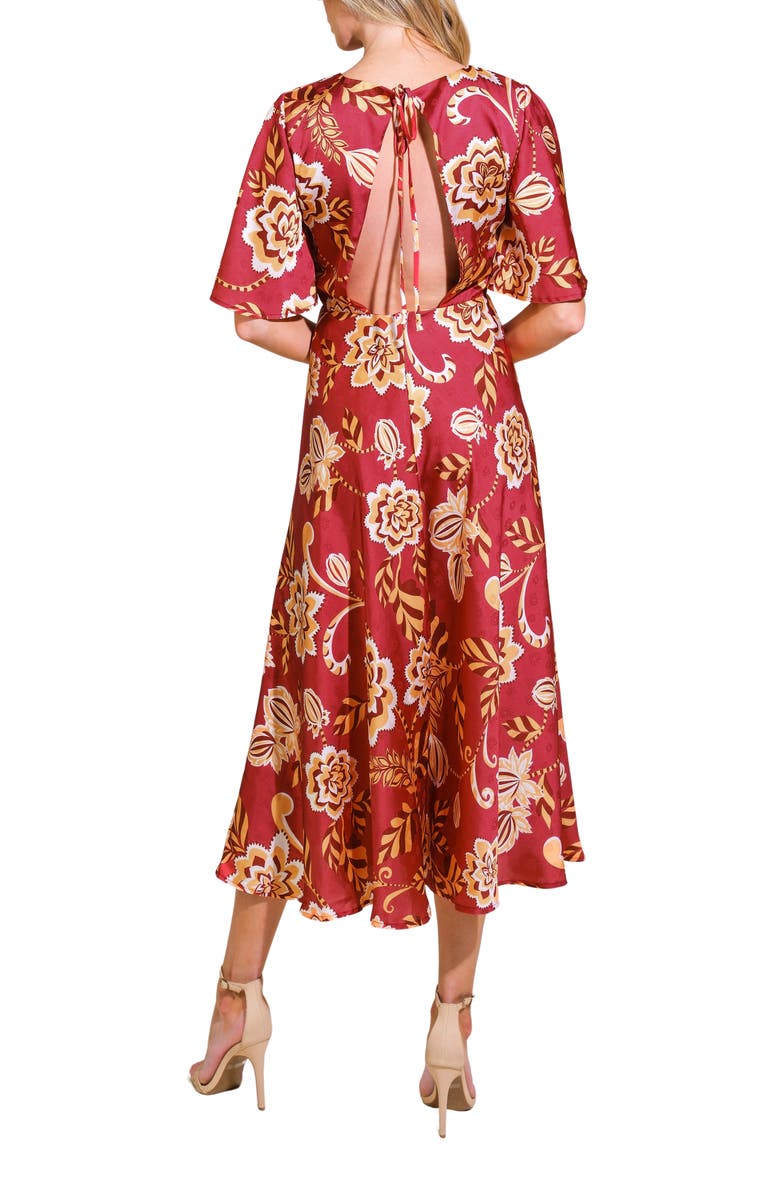 FLYING TOMATO Print Midi Dress, Alternate, color, Red Burgundy