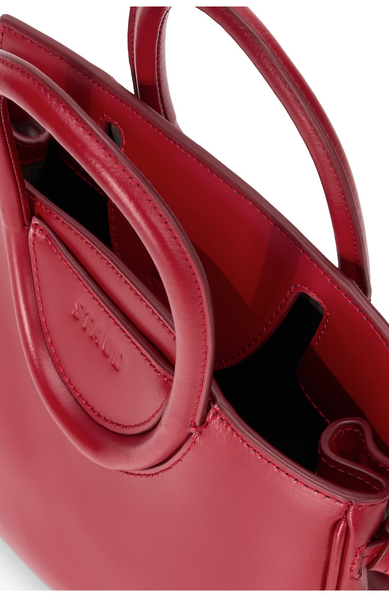 STAUD Mini Maude Leather Carryall Bag, Alternate, color, Rouge