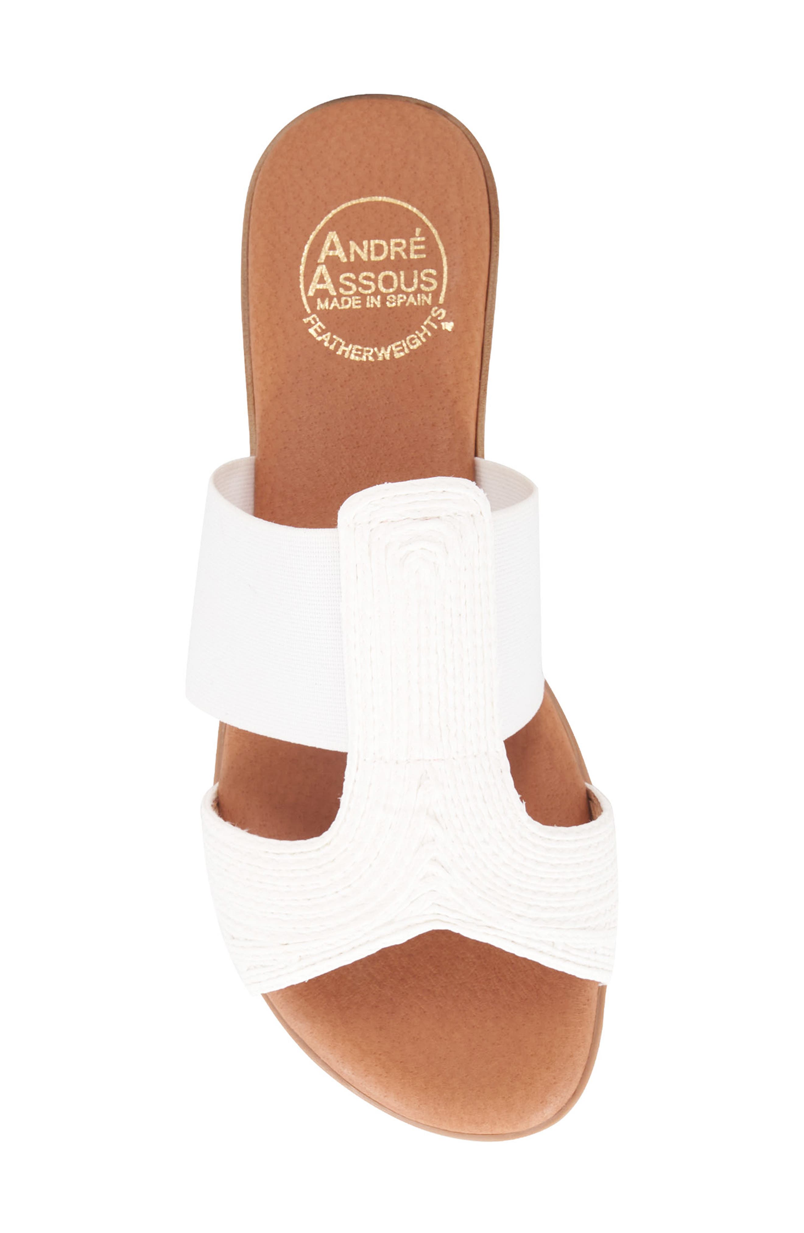 André Assous Noor Raffia Slide Sandal, Alternate, color, White