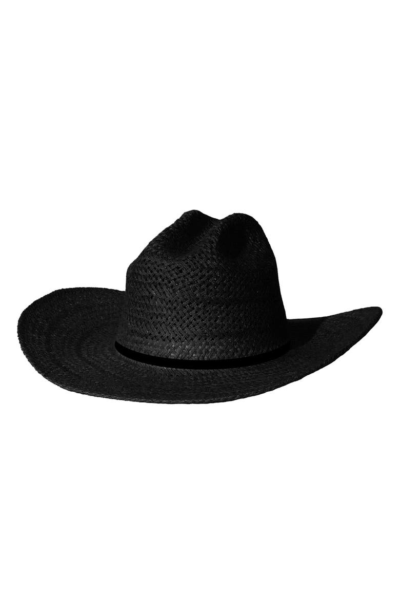 Janessa Leoné Aiden Straw Cowboy Hat, Main, color, Black