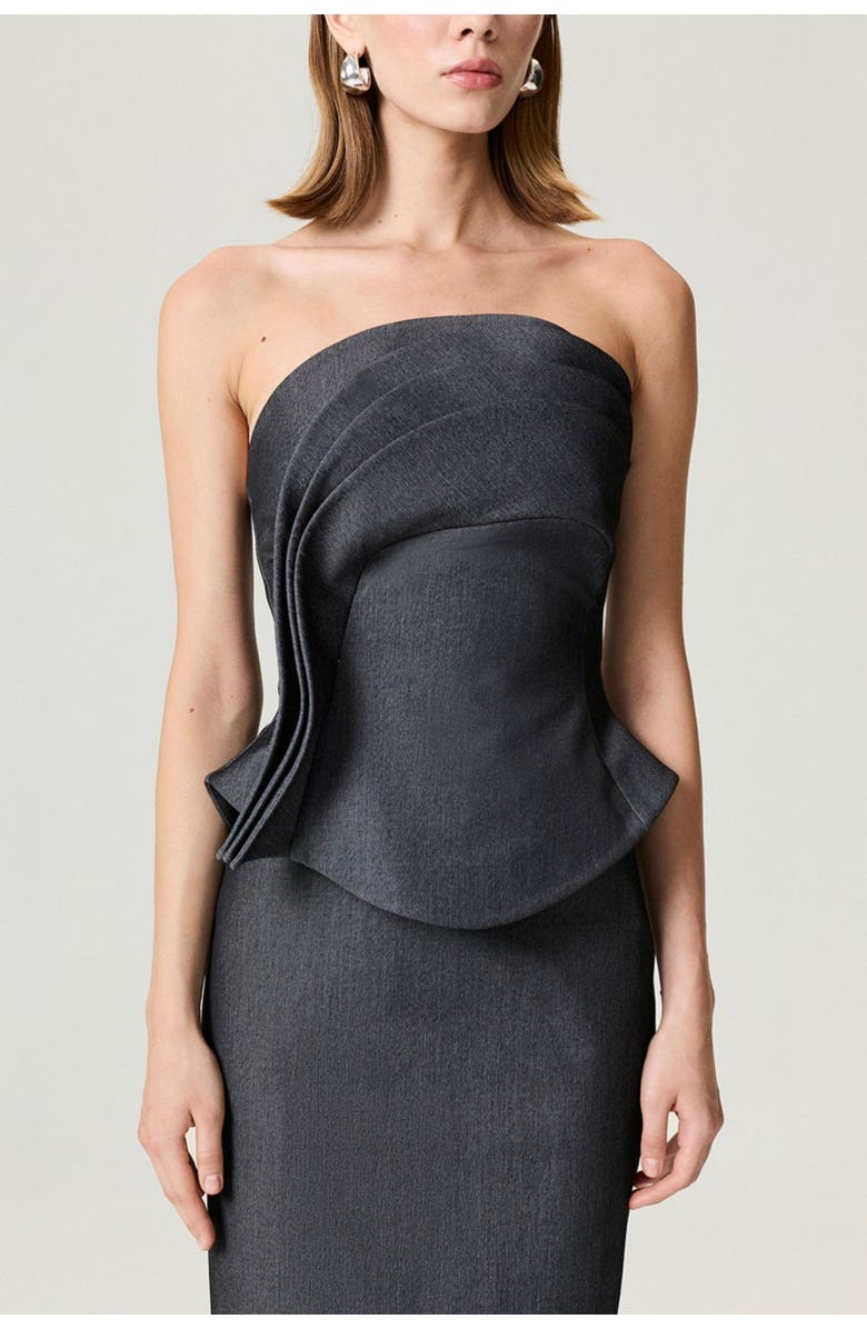 Nocturne Strapless Ruffled Bustier Top, Main, color,