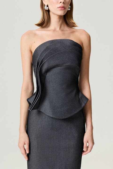 Strapless Ruffled Bustier Top