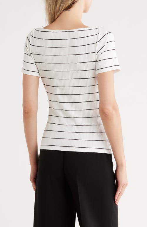 Cyrus Stripe Boat Neck Short Sleeve Top In Multi