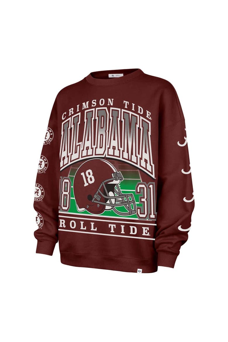 Women's '47 Crimson Alabama Crimson Tide Go Big Oversized Pullover Sweatshirt, Alternate, color, Crimson