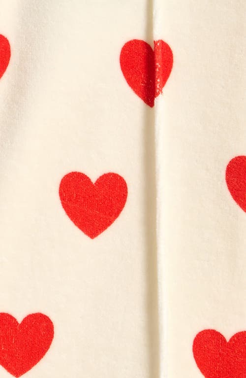 Mini Rodini Kids' Heart Print Organic Cotton Blend Velour Pants In White