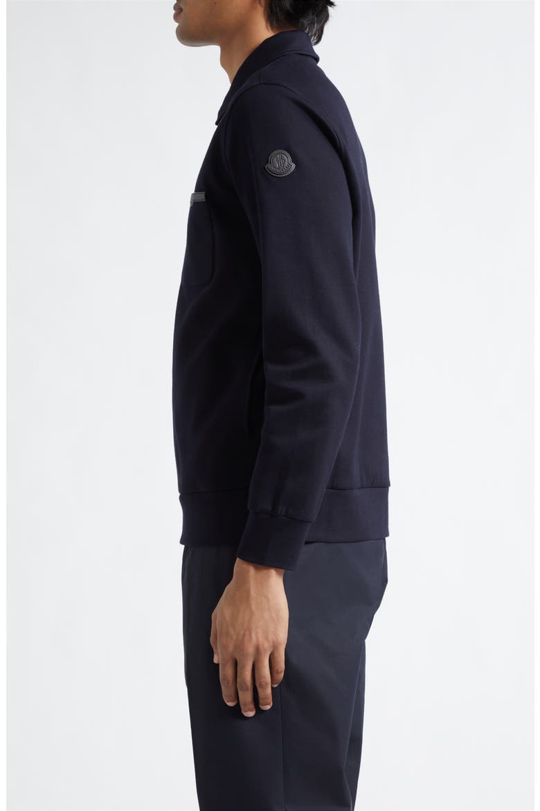 Leather Logo Cotton Blend Half Zip Pullover, Alternate, color, NIGHT SKY