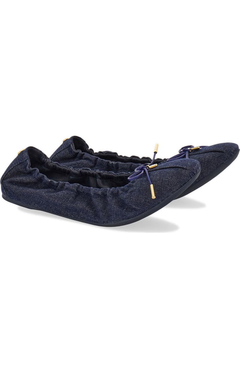 FERRAGAMO Joelle Denim Ballet Flat, Main, color, Navy