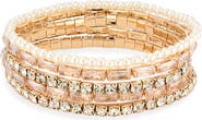 Cara Set of 5 Faux Pearl & Crystal Stretch Bracelets