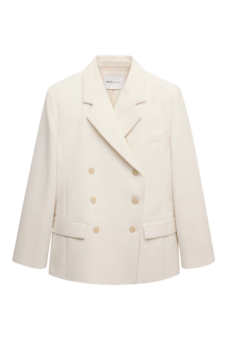 Double Breasted Wool Blend Blazer, Alternate, color, ECRU
