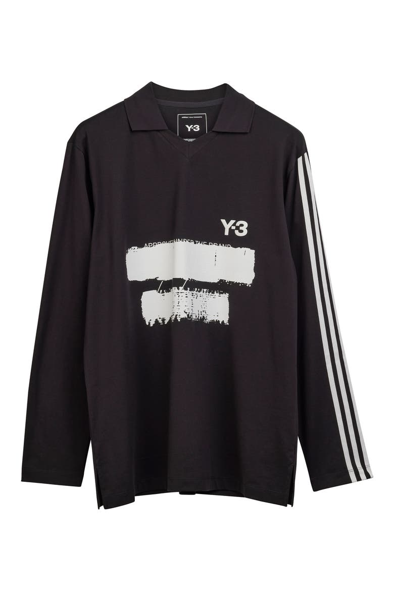 GFX Logo Long Sleeve Cotton Graphic Polo, Alternate, color, BLACK