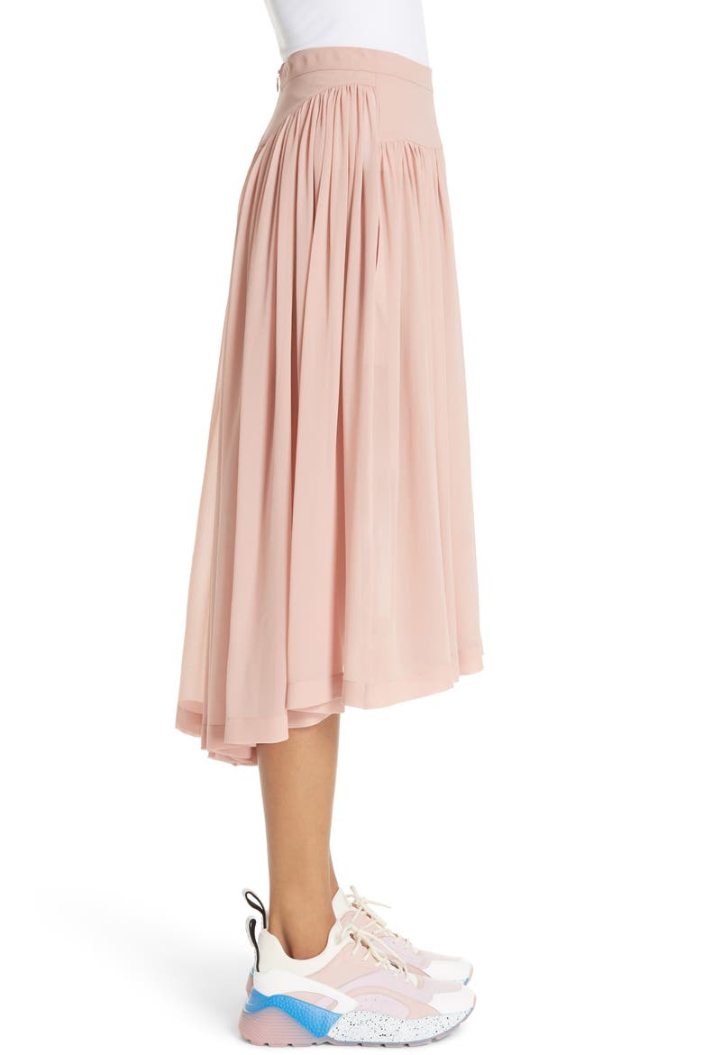 Andrea Gathered Silk Midi Skirt, Alternate, color, BRANDY ROSE