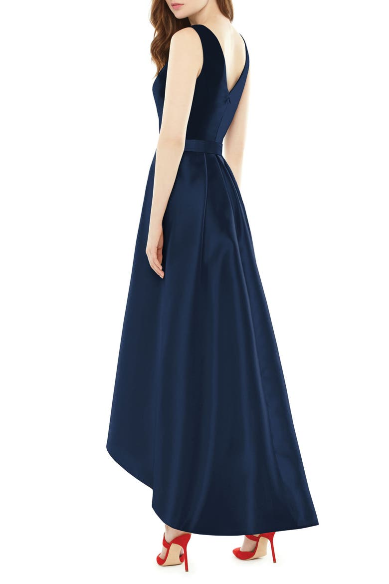 Satin High/Low Gown, Alternate, color, MIDNIGHT