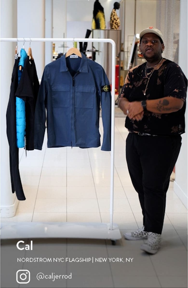 Stone Island Zip Front Stretch Cotton Twill Overshirt | Nordstrom