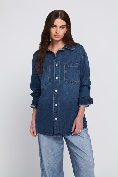 Elle Collection Feather Soft Denim Shirt Button Down Top In Blue