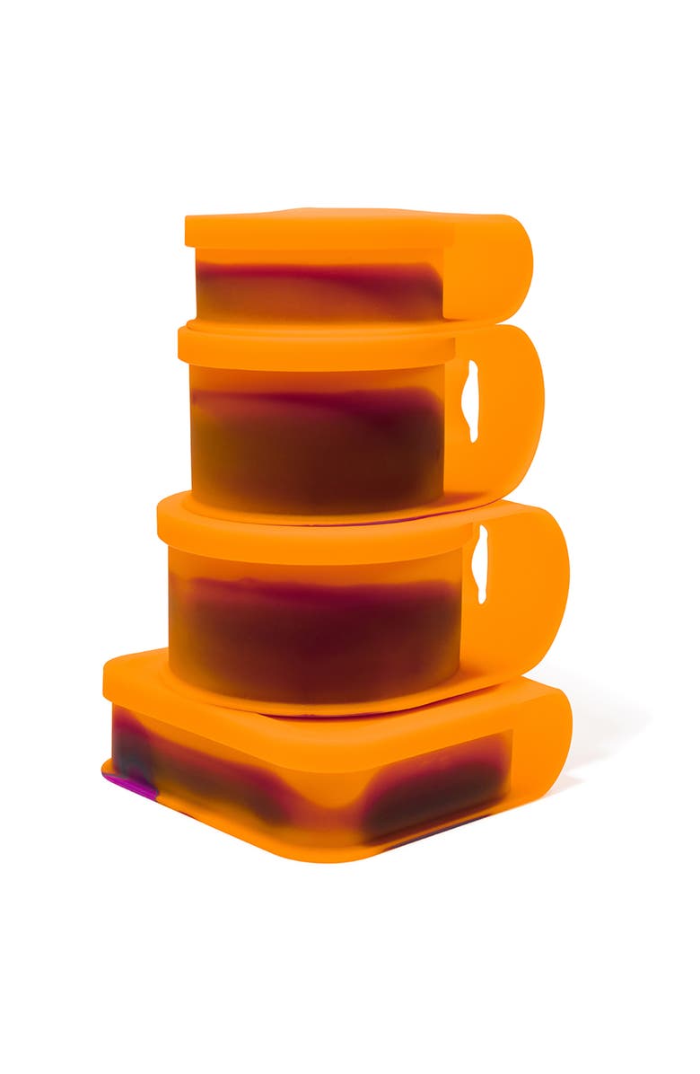 Silipint Silicone Go Go Bowls Set Of 4 Sizes 10, 20, 30 Oz, Main, color, Orange