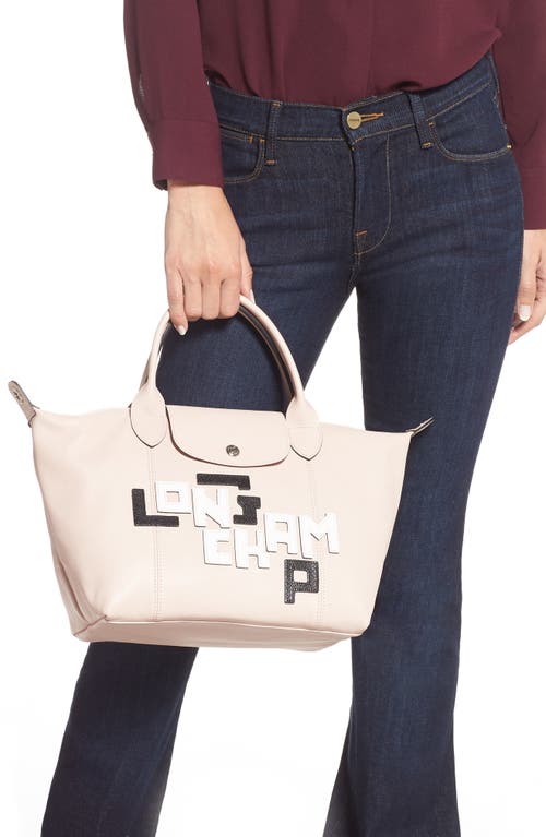 Longchamp Small Le Pliage Logo Leather Tote In Pink